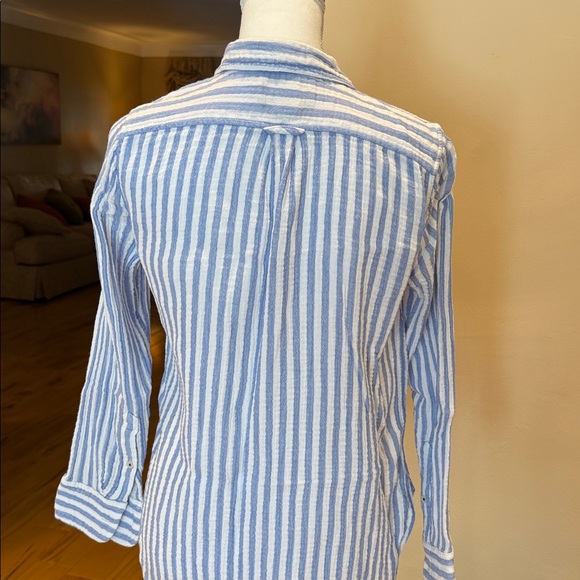 J. Crew Blue and White Striped ladies Shirt - Picture 2 of 7